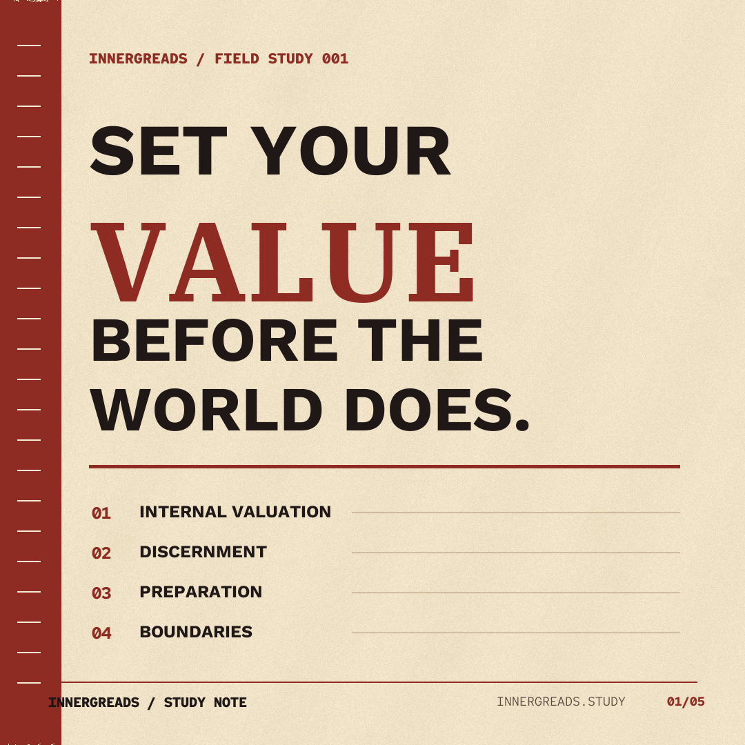 Set your value before the world does, the opening InnerGReads study note